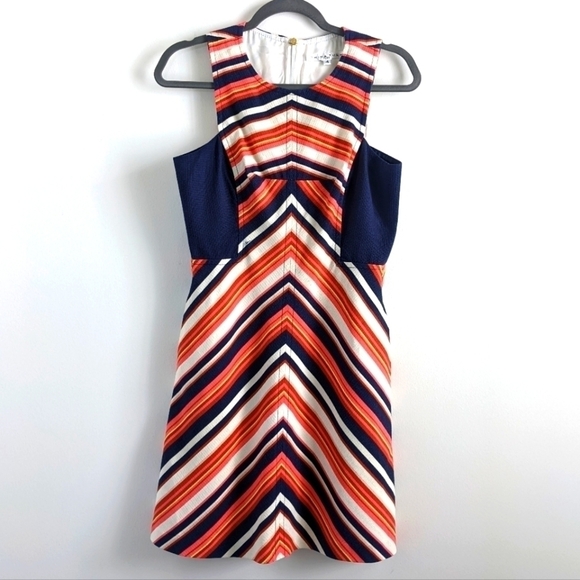TRINA Turk Bright Chevron Cotton Sheath Midi Dress 4 - Picture 3 of 17
